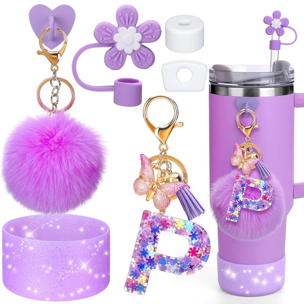 Purple cup Letter P accessories set of 5 NWT